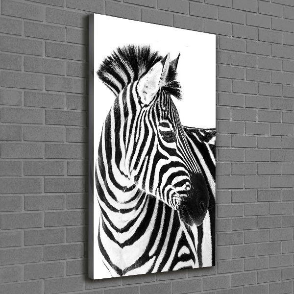 Verticaal schilderij op canvas Zebra in de sneeuw