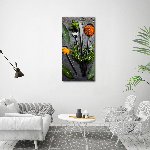 Verticaal canvasschilderij Bestek en specerijen