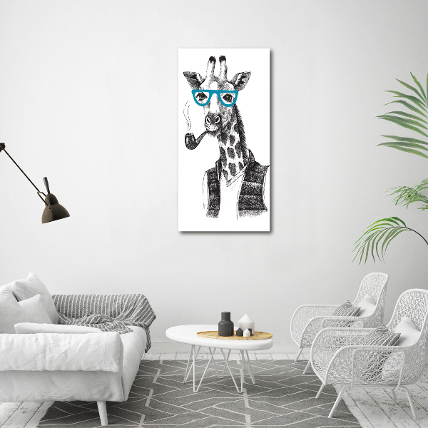 Verticale canvasfoto Giraffen met een bril