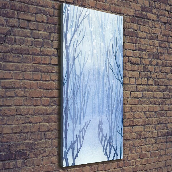 Verticaal schilderij op canvas Bos in de winter