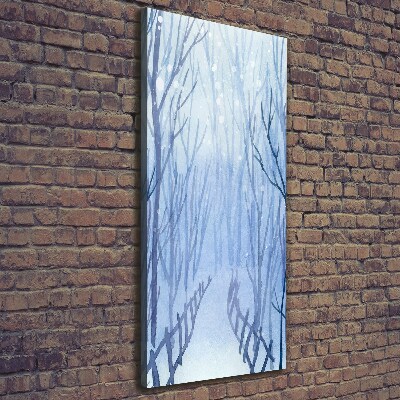 Verticaal schilderij op canvas Bos in de winter