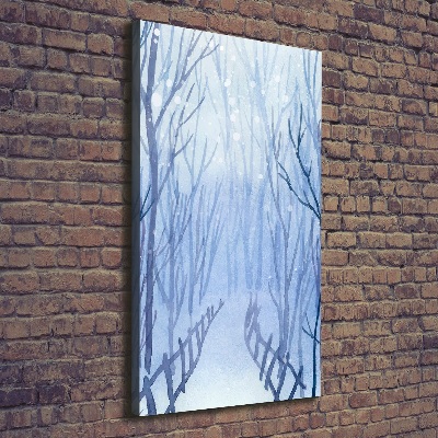Verticaal schilderij op canvas Bos in de winter