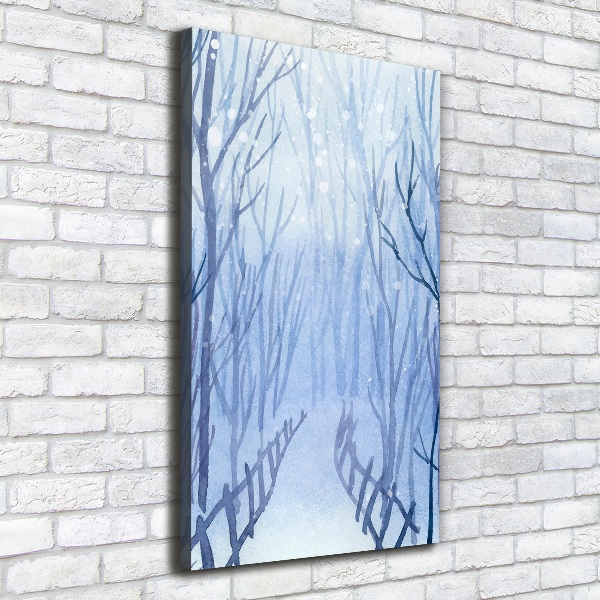 Verticaal schilderij op canvas Bos in de winter