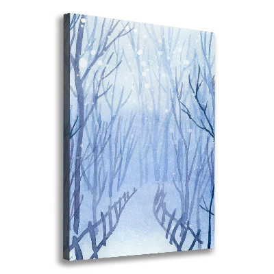 Verticaal schilderij op canvas Bos in de winter