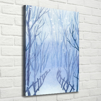 Verticaal schilderij op canvas Bos in de winter