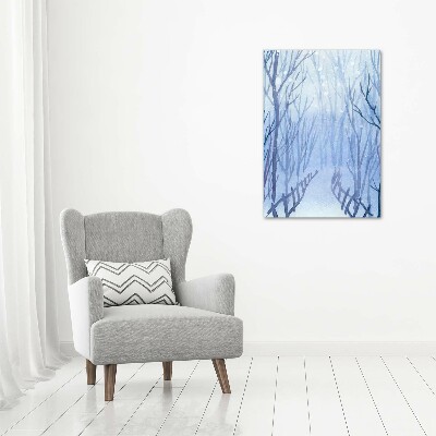 Verticaal schilderij op canvas Bos in de winter