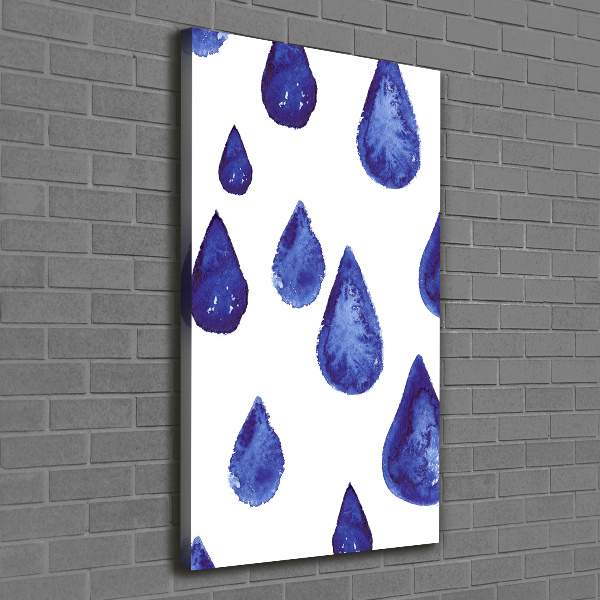 Verticaal schilderij op canvas Blauwe druppels