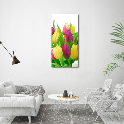 Verticale foto op canvas Kleurrijke tulpen