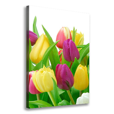 Verticale foto op canvas Kleurrijke tulpen