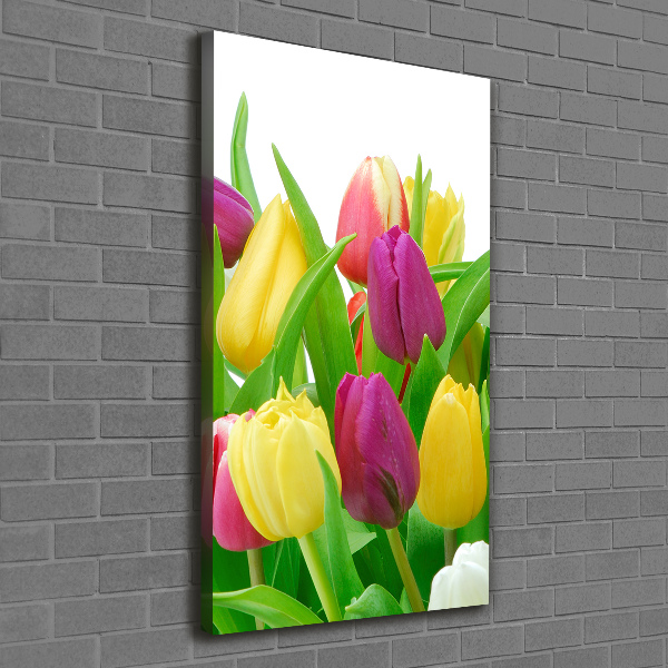 Verticale foto op canvas Kleurrijke tulpen