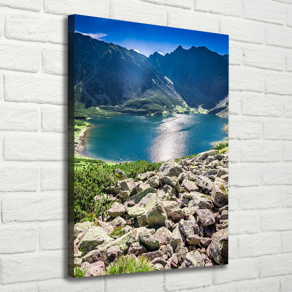 Verticale canvasfoto Zwarte vijver Tatra-gebergte