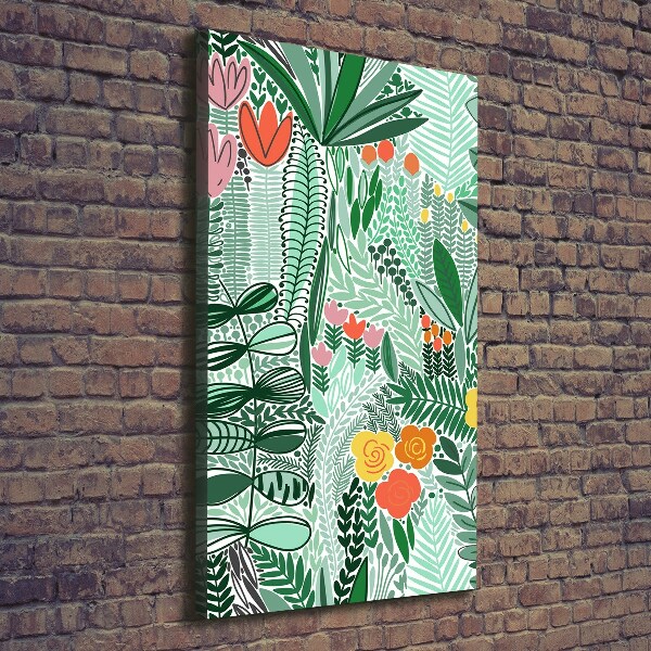 Verticaal schilderij op canvas Tropische bloemen