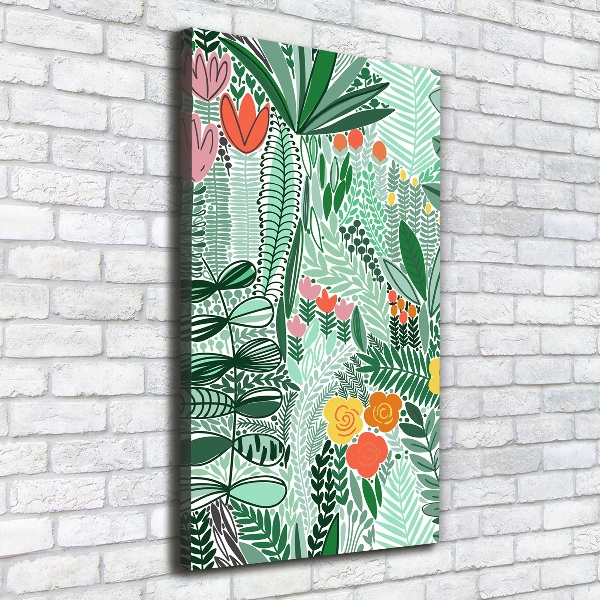 Verticaal schilderij op canvas Tropische bloemen