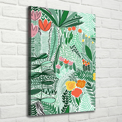 Verticaal schilderij op canvas Tropische bloemen