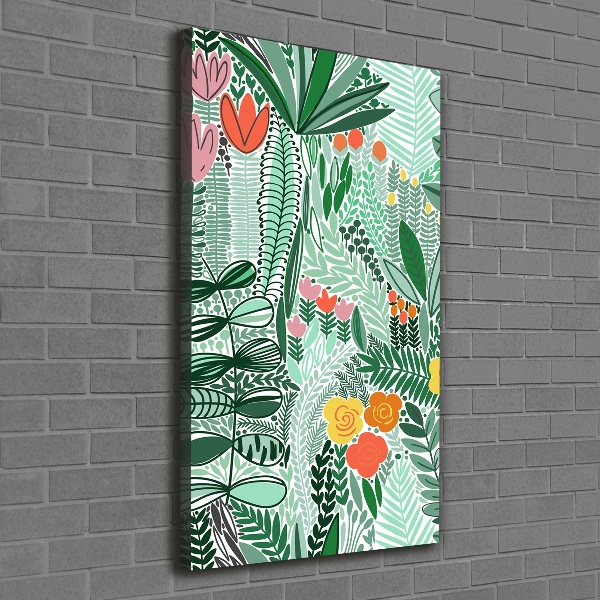 Verticaal schilderij op canvas Tropische bloemen