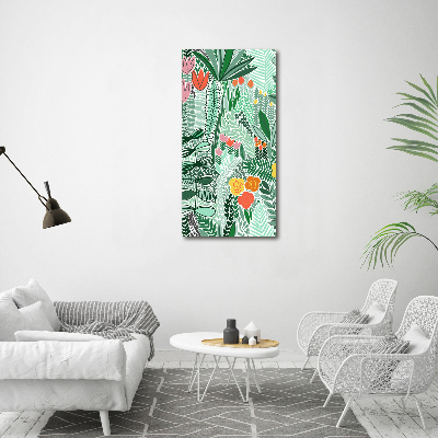 Verticaal schilderij op canvas Tropische bloemen