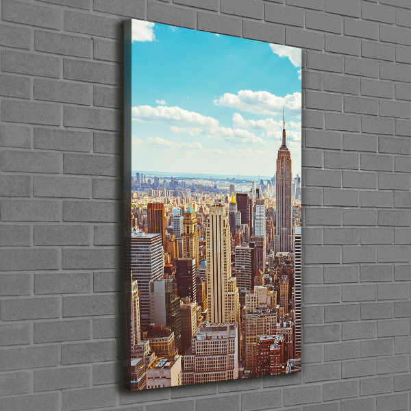 Verticaal schilderij op canvas New York vanuit vogelperspectief