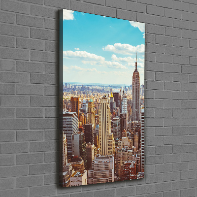 Verticaal schilderij op canvas New York vanuit vogelperspectief