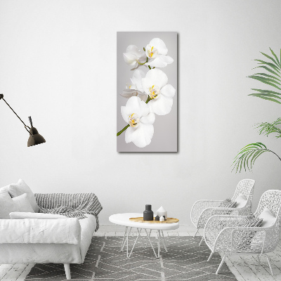 Verticaal canvasschilderij Witte orchidee