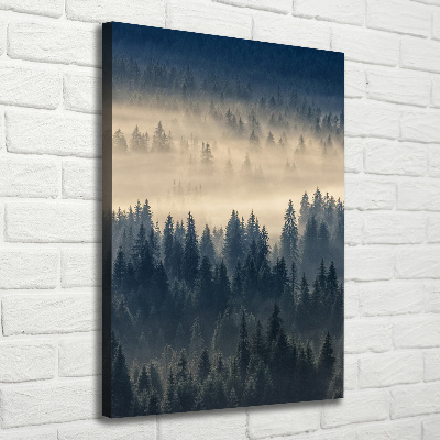Verticaal schilderij op canvas Mist boven het bos