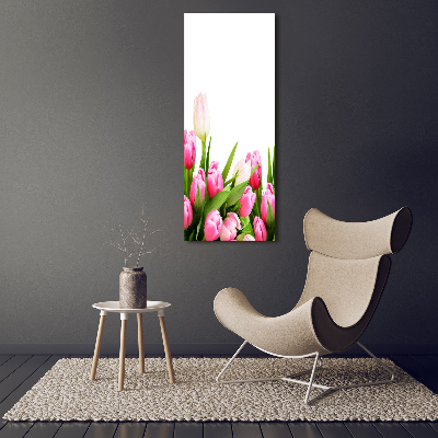 Verticale canvasfoto Roze tulpen