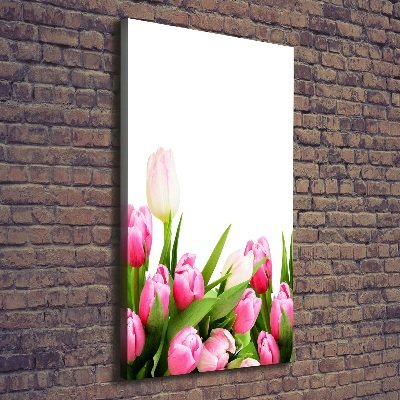 Verticale canvasfoto Roze tulpen