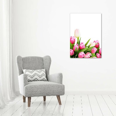 Verticale canvasfoto Roze tulpen
