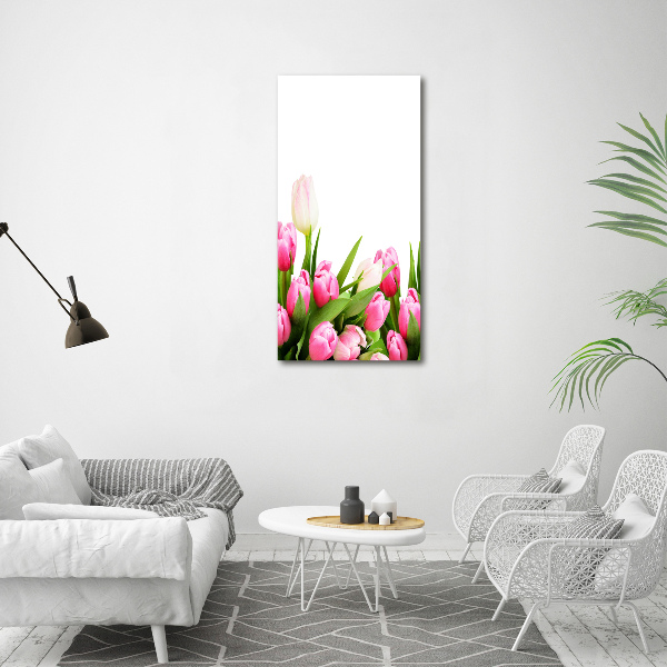 Verticale canvasfoto Roze tulpen