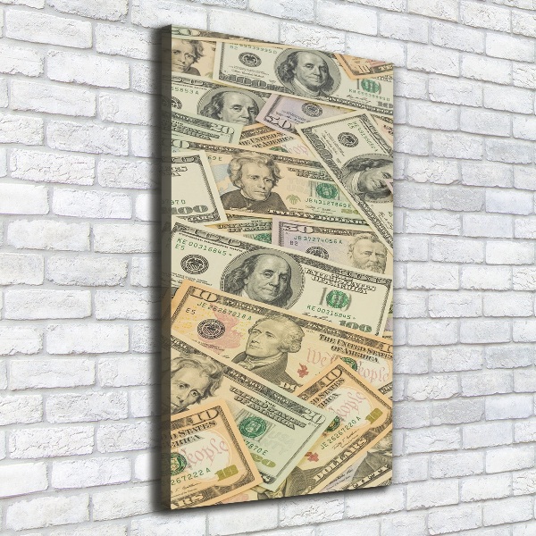 Verticaal canvasschilderij Dollarbankbiljetten