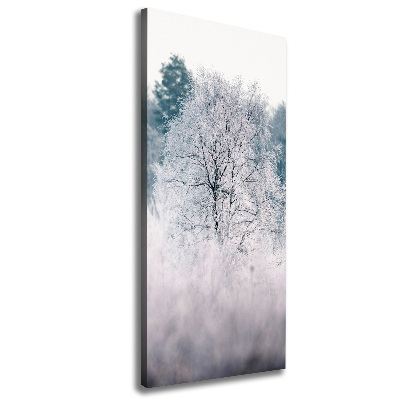 Verticaal schilderij op canvas Bos in de winter