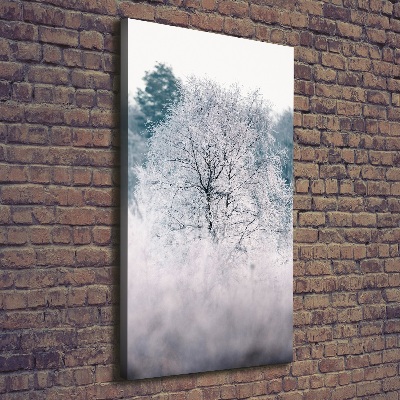 Verticaal schilderij op canvas Bos in de winter