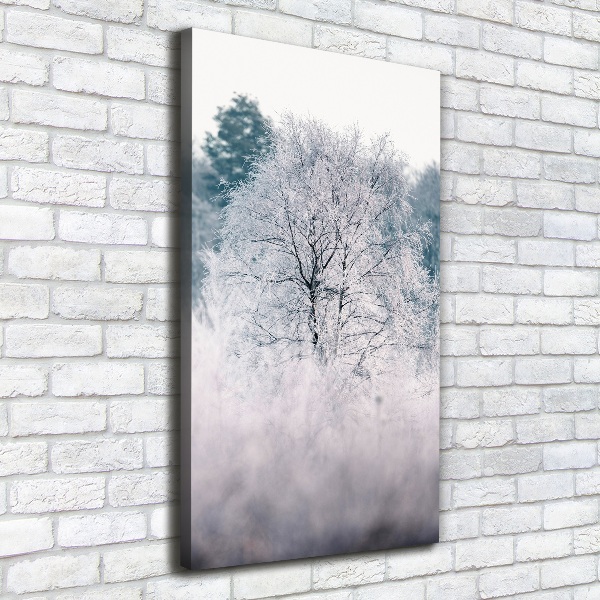 Verticaal schilderij op canvas Bos in de winter