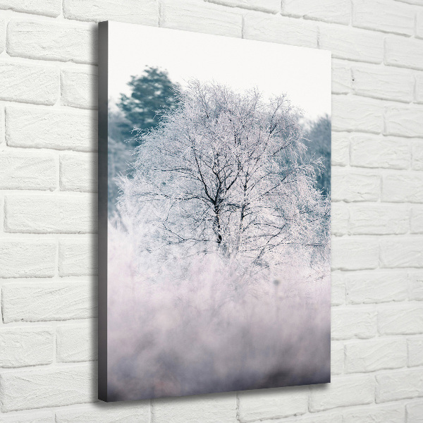 Verticaal schilderij op canvas Bos in de winter