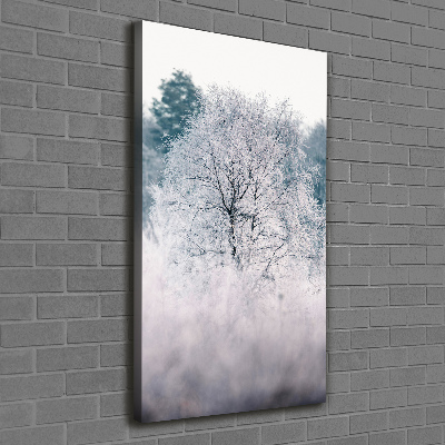 Verticaal schilderij op canvas Bos in de winter