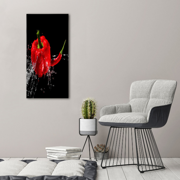 Verticaal schilderij op canvas Twee paprika's