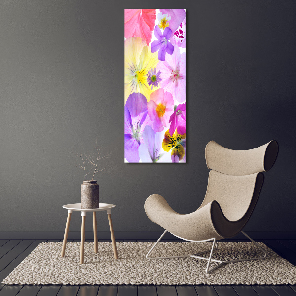 Verticaal canvasschilderij Kleurrijke bloemen