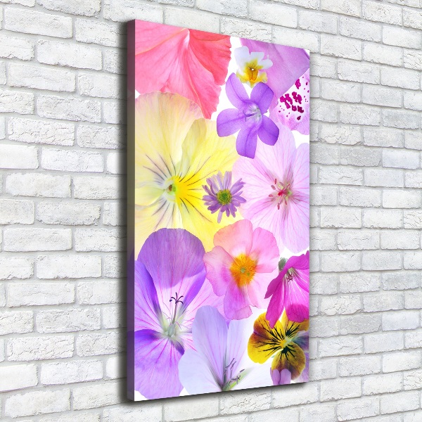 Verticaal canvasschilderij Kleurrijke bloemen