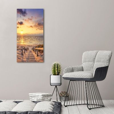 Verticale canvasfoto Pad naar het strand