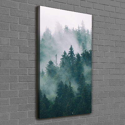 Verticaal canvasschilderij Mist boven het bos