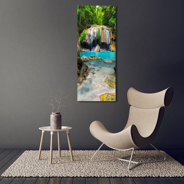 Verticaal schilderij op canvas Waterval in de jungle