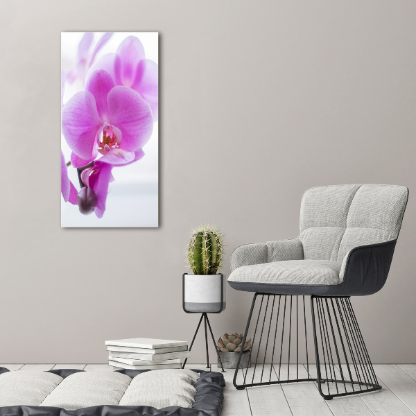 Verticaal schilderij op canvas Roze orchidee
