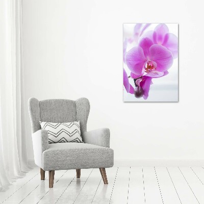 Verticaal schilderij op canvas Roze orchidee