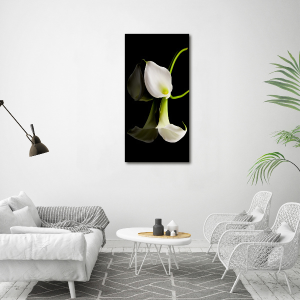 Verticaal canvasschilderij Witte calla