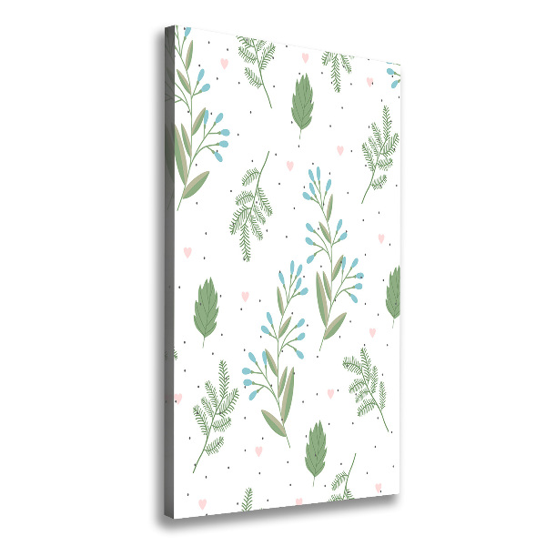 Verticale foto op canvas Bladeren en harten