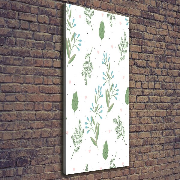 Verticale foto op canvas Bladeren en harten