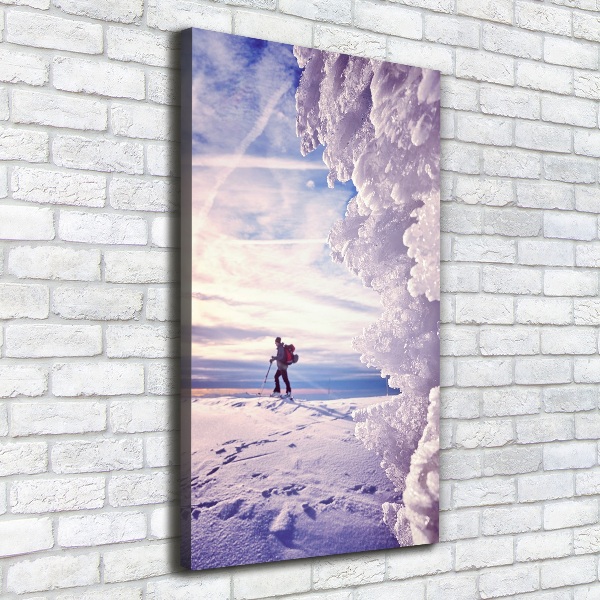 Verticale foto op canvas Skiër
