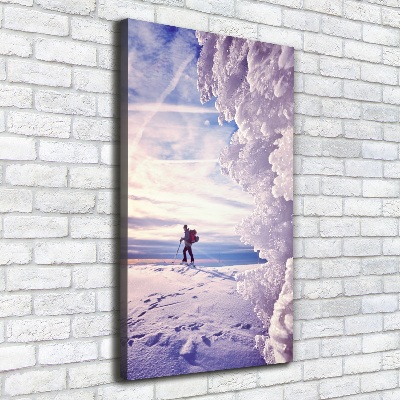 Verticale foto op canvas Skiër