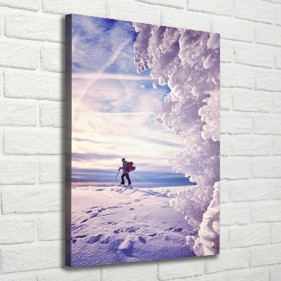 Verticale foto op canvas Skiër