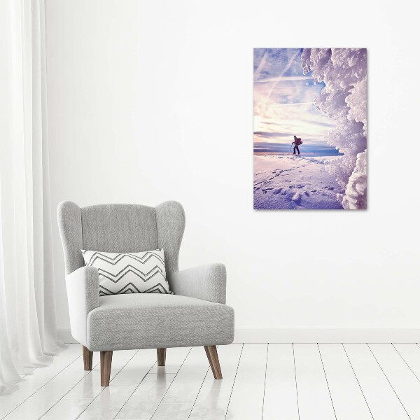 Verticale foto op canvas Skiër