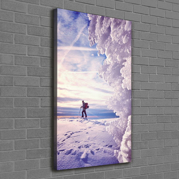 Verticale foto op canvas Skiër